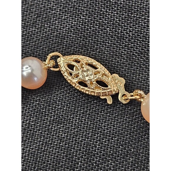 Vtg 5mm 14K Gold Clasp Pink Pearl 18" Necklace W/ Cultured Pearl Earrings - Picture 3 of 13